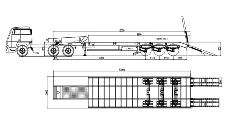 Tri Axle Truck Low Loader Trailer for Sale in Saudi Arabia